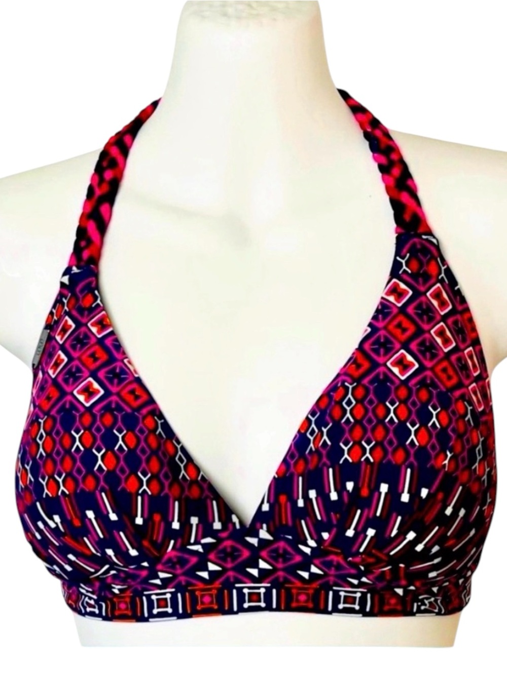 Lole Pink/Purple Print Padded Adjustable Neck Bikini Top (L)